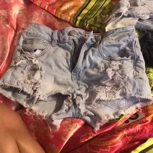 Denim and lace distressed American Eagle shorts